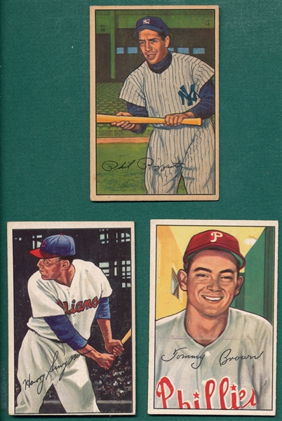 1952 Bowman #223 Simpson, #236 Brown & #52 Rizzuto, Lot of (3)
