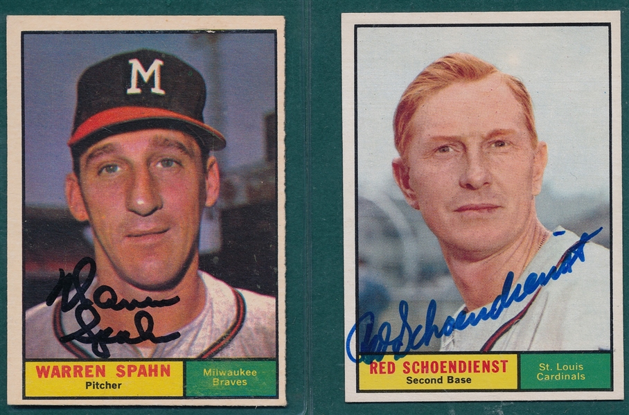 1961 Topps Lot of (32) Signed Cards W/ Warren Spahn