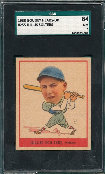 1938 Goudey Heads-Up #255 Julius Solters SGC 84