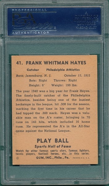 1941 Play Ball #41 Frank Hayes PSA 7