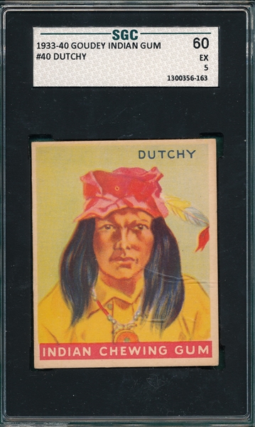 1933 Goudey Indian Gum #40 Dutchy SGC 60