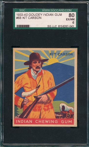 1933 Goudey Indian Gum #68 Kit Carson SGC 80