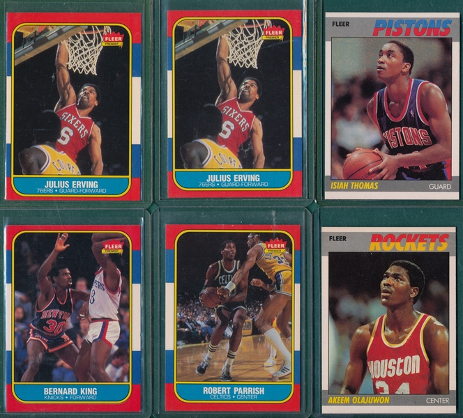 1986-87 Fleer Basketball Lot of (107) W/ Akeem, Isiah & Dr. J