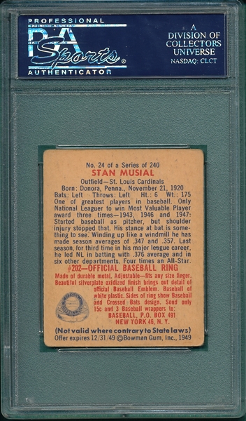 1949 Bowman #24 Stan Musial PSA 2.5