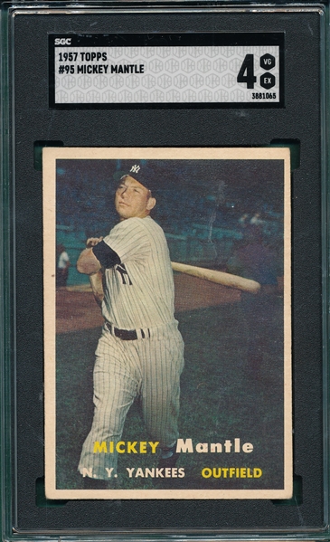 1957 Topps #95 Mickey Mantle SGC 4