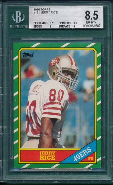 1986 Topps FB #161 Jerry Rice BVG 8.5 *Rookie*