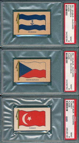 1939 Wilbur-Suchard Chocolate Co. Flags, Lot of (3) PSA 9 *Mint*
