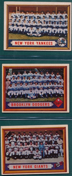 1957 Topps Near Set of Team Cards (15/16) W/ Dodgers, Giants & Yankees