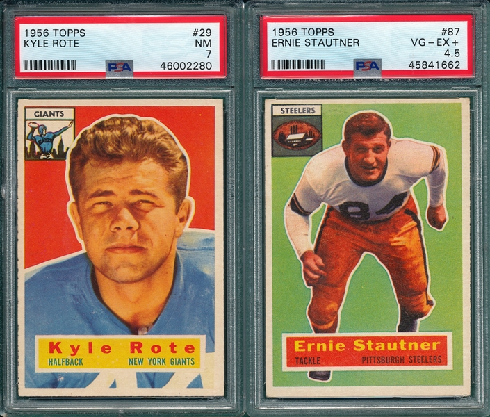 1956 Topps Football Small #29 Rote & #87 Stautner, Lot of (2) PSA 
