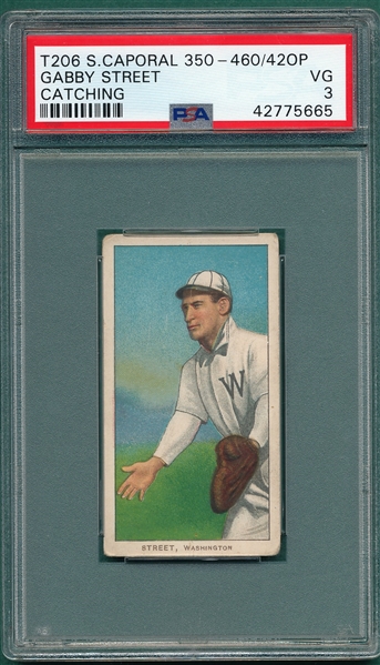 1909-1911 T206 Street, Catching, Sweet Caporal Cigarettes PSA 3