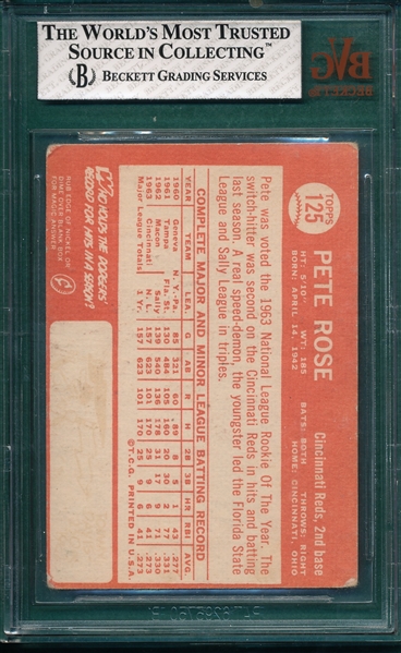1964 Topps #125 Pete Rose BVG 3.5