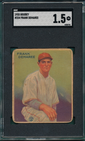 1933 Goudey #224 Frank Demaree SGC 1.5