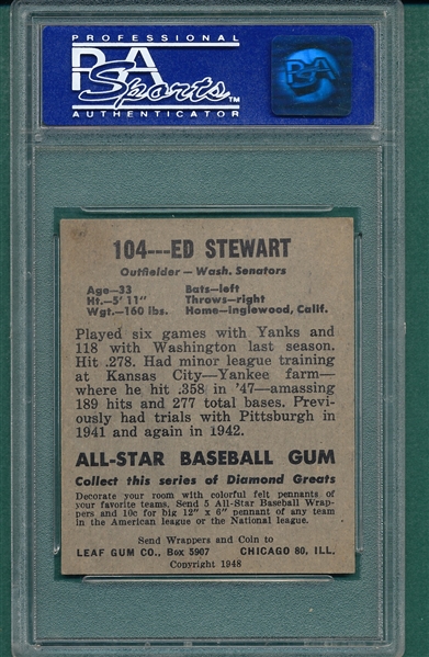 1948 Leaf #104 Edward Stewart PSA 7 *SP*