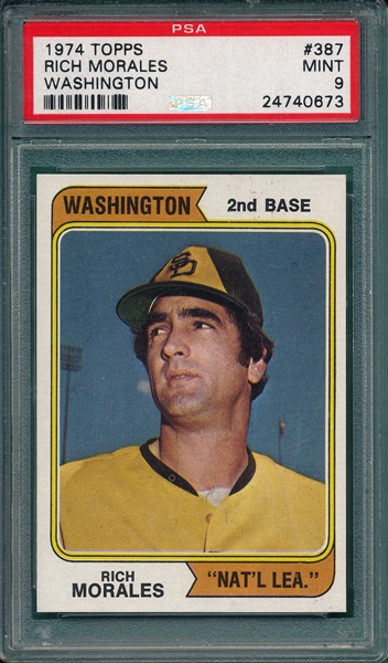 1974 Topps #387 Rich Morales PSA 9 *Washington*