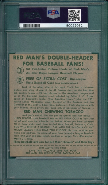 1952 Red Man #8 Bob Feller PSA 5/7 PSA/DNA *Autographed*