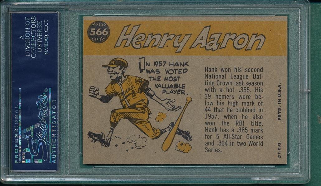 1960 Topps #566 Hank Aaron, AS, PSA 7