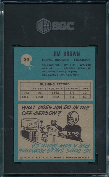1964 Philadelphia #30 Jim Brown SGC 7.5