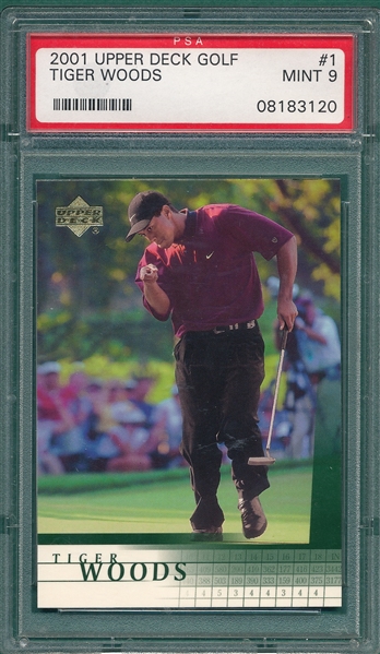 2001 Upper Deck Golf #1 Tiger Woods PSA 9