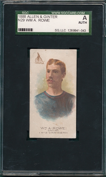 1888 N29 WM A. Rowe Allen & Ginter Cigarettes SGC Authentic
