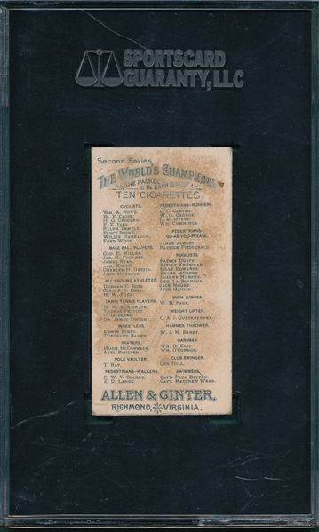 1888 N29 WM A. Rowe Allen & Ginter Cigarettes SGC Authentic