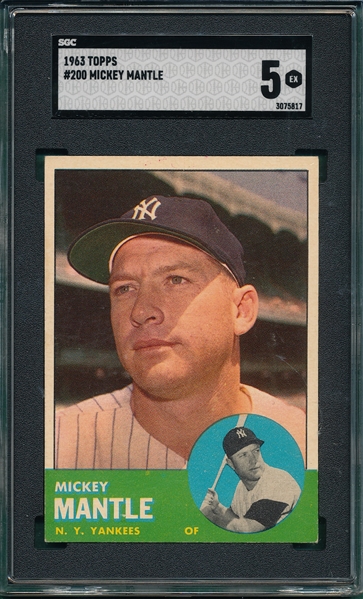 1963 Topps #200 Mickey Mantle SGC 5