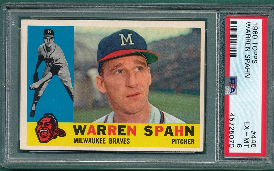 1960 Topps #445 Warren Spahn PSA 6