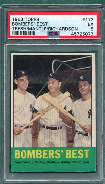 1963 Topps #173 Bombers Best W/Mantle PSA 5