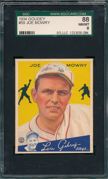 1934 Goudey #59 Joe Mowry SGC 88