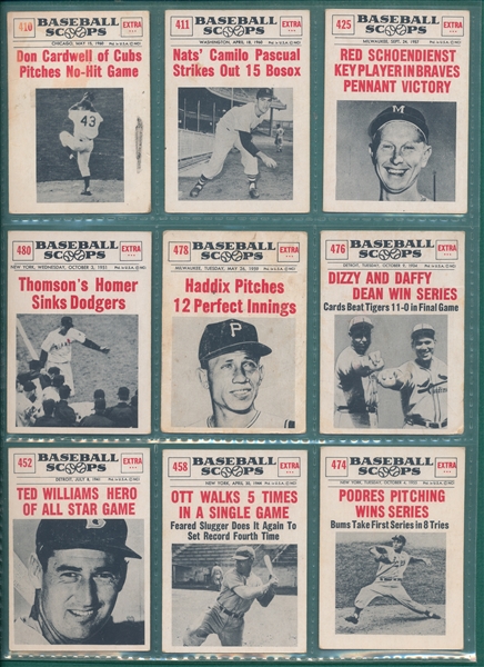 1961 Nu Card Baseball Scoops Lot of (12) W/ #447 Ruth