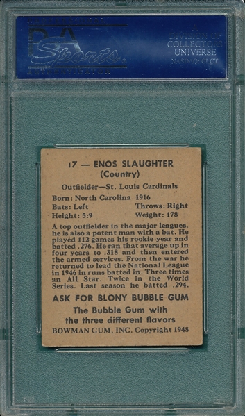 1948 Bowman #17 Enos Slaughter PSA 5 
