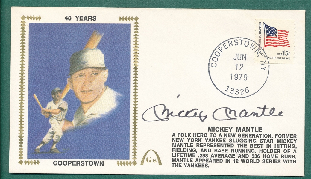 1979 Gateway Stamp Envelope W/ Mickey Mantle *Autograph*