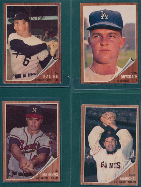 1962 Topps Baseball Lot of (62) W/ Kaline