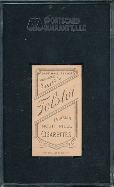 1909-1911 T206 Chance, Yellow Portrait, Tolstoi Cigarettes, SGC 80 *None Graded Higher*