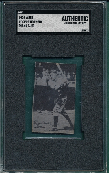 1929 W553 Rogers Hornsby SGC Authentic