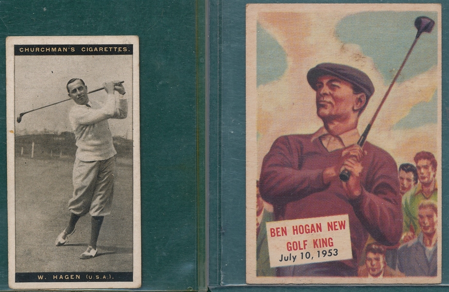 1927 Churchman's Hagen & 1954 Topps Scoop Hogan, Lot of (2) Golfers