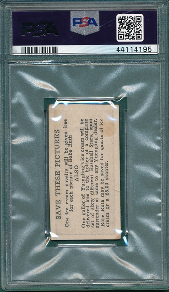 1928 Yuengling's #24 Johnny Mostil PSA Authentic
