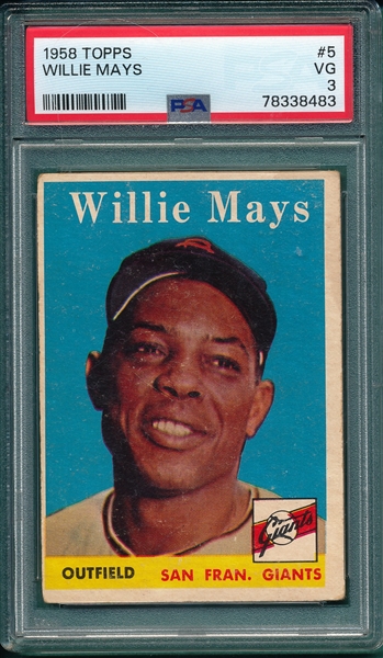 1958 Topps #5 Willie Mays PSA 3