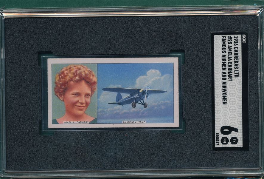 1936 Carreras LTD #25 Amelia Earhart, Famous Airmen & Airwomen, SGC 6