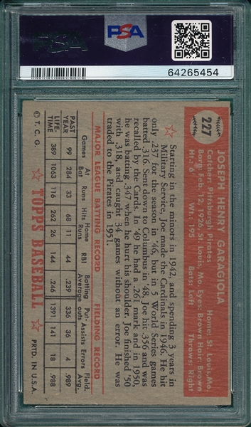 1952 Topps #227 Joe Garagiola PSA 6