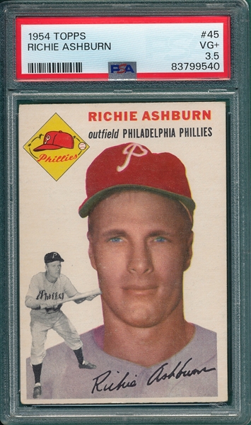 1954 Topps #45 Richie Ashburn PSA 3.5