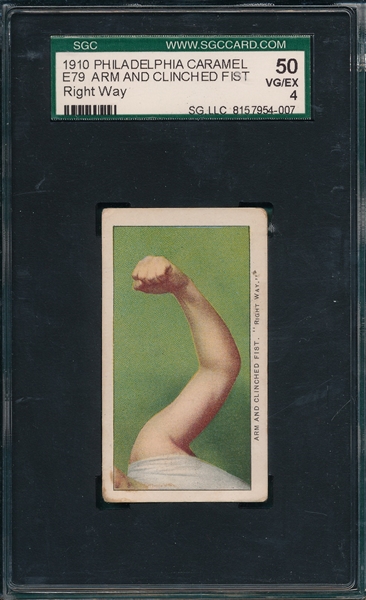 1910 E79 Arm & Clinched Fist, Right Way, 27 Scrappers, Philadelphia Caramel Co. SGC 50