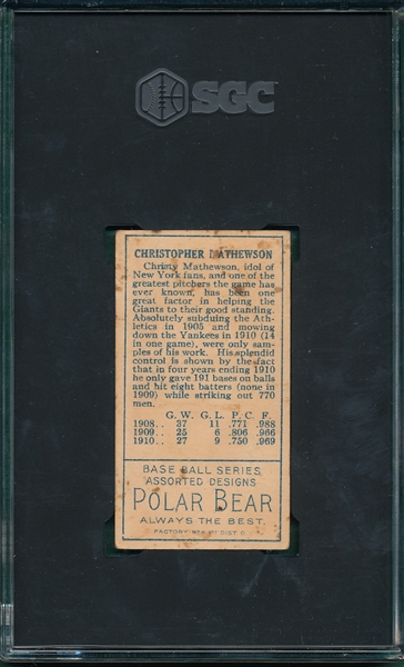 1911 T205 Mathewson, Polar Bear SGC 4.5