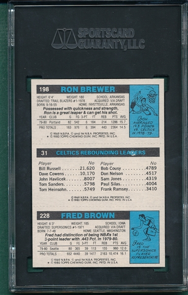 1980 Topps Basketball Brown/Bird/Brewer SGC 8 *Rookie*