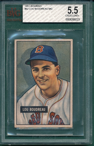 1951 Bowman #62 Lou Boudreau BVG 5.5