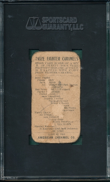 1910 E77 Wolgast/Nelson, Name On Left, & Lewis, Name on Left, American Caramel Co., Lot of (2) SGC 10
