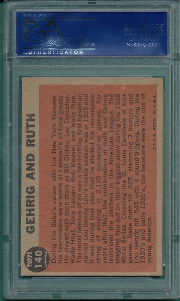 1962 Topps #140 Gehrig & Ruth PSA 6