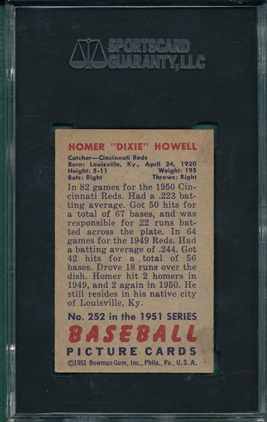 1951 Bowman #252 Dixie Howell SGC 82 