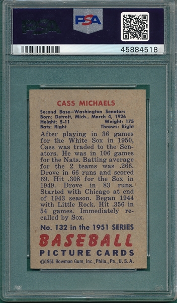 1951 Bowman #132 Cass Michaels PSA 7