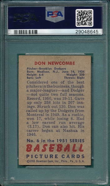 1951 Bowman #6 Don Newcombe PSA 5