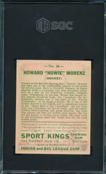 1933 Sports Kings #24 Howie Morenz SGC 5